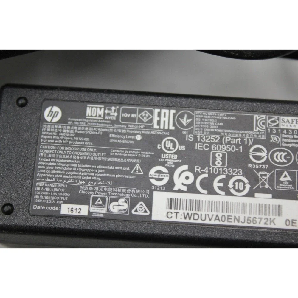 HP 740015-002 19.5V 2.31A 45W Genuine Original AC Power Adapter Charger Untested